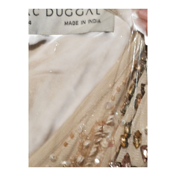 Mac Duggal Gown Size 14 Beige with Gold and Clear Sequins Gown - Picture 4 of 8